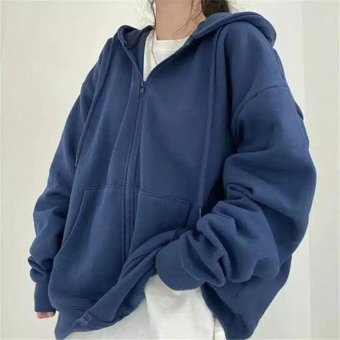 LOVEMI - Lovemi - Women's Loose Mid-Length Plus Fleece Hooded Jacket
