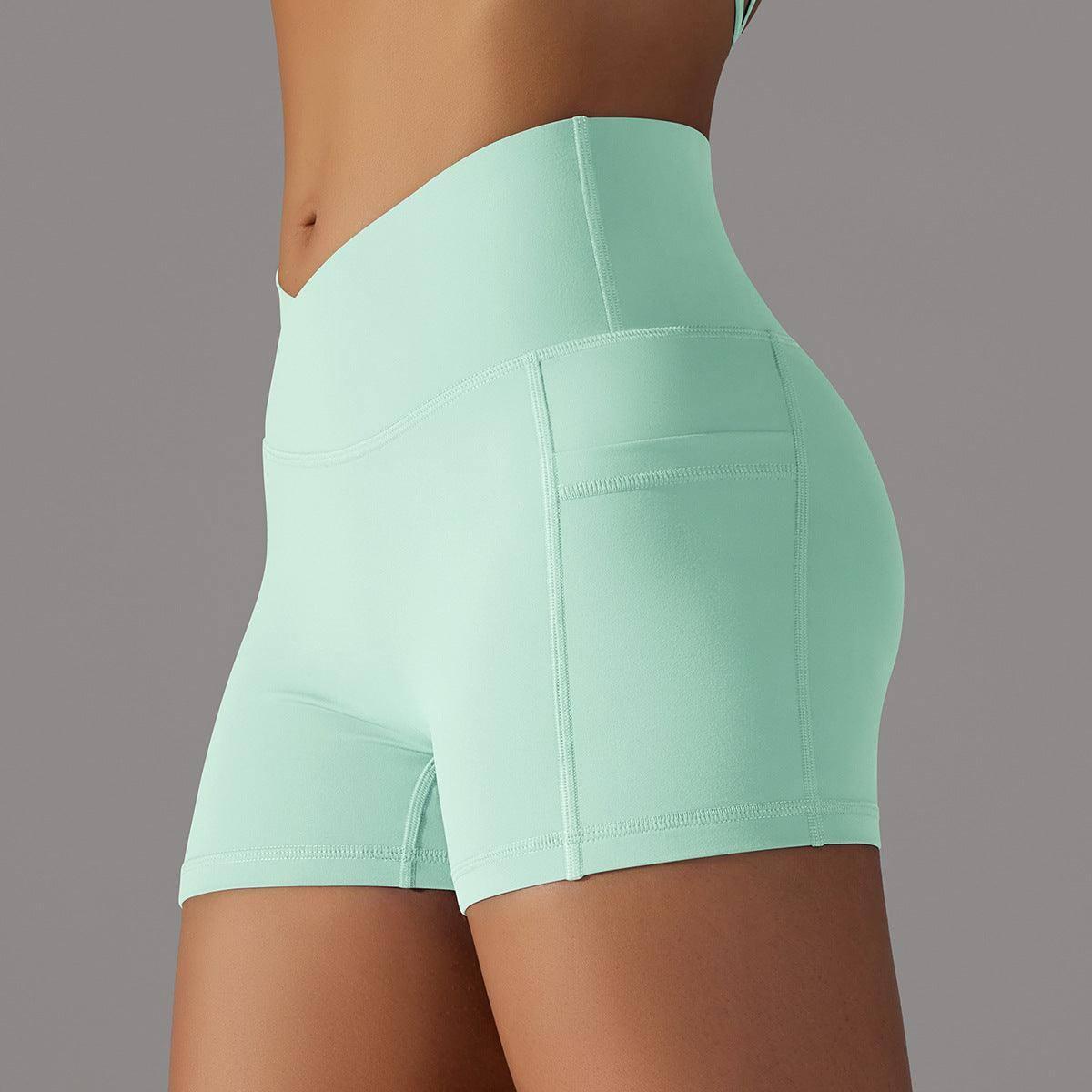 Yoga Shorts With Phone Pocket Design Fitness Sports Pants-5