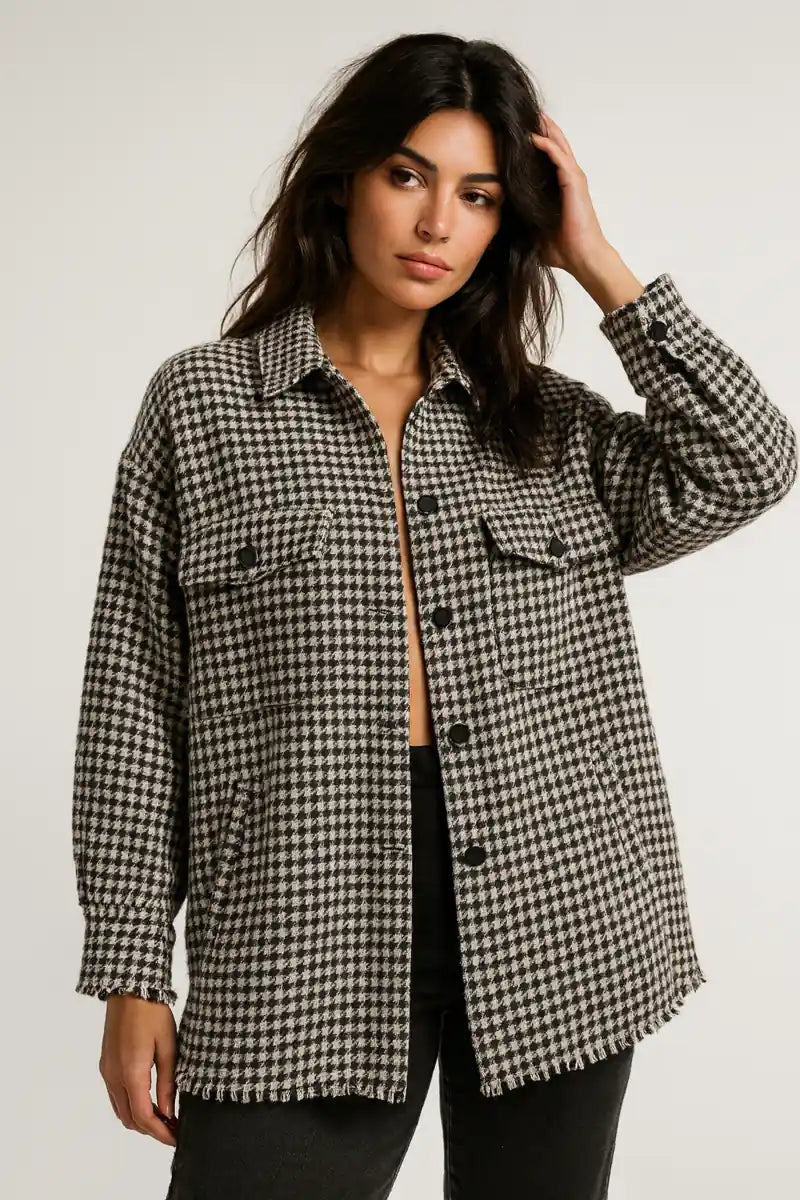 Houndstooth Shacket Women