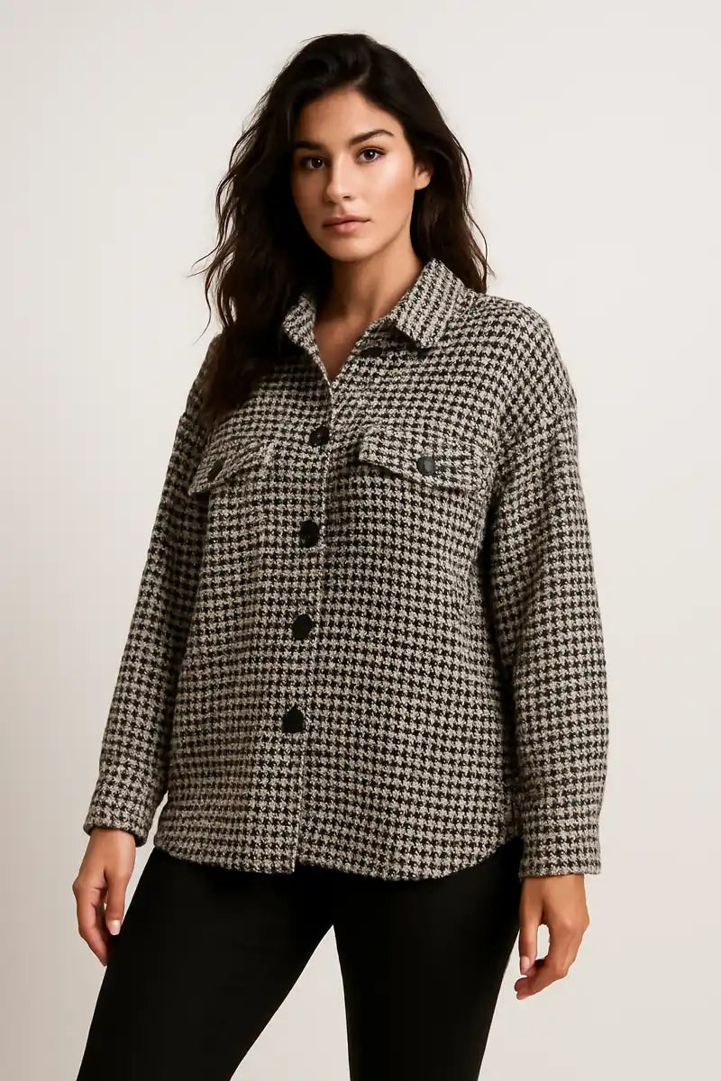 Houndstooth Shacket Women