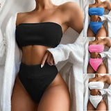 Solid color split bikini-1