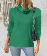 Women's Sweater Style Turtleneck Knitted Sweater-Green-2