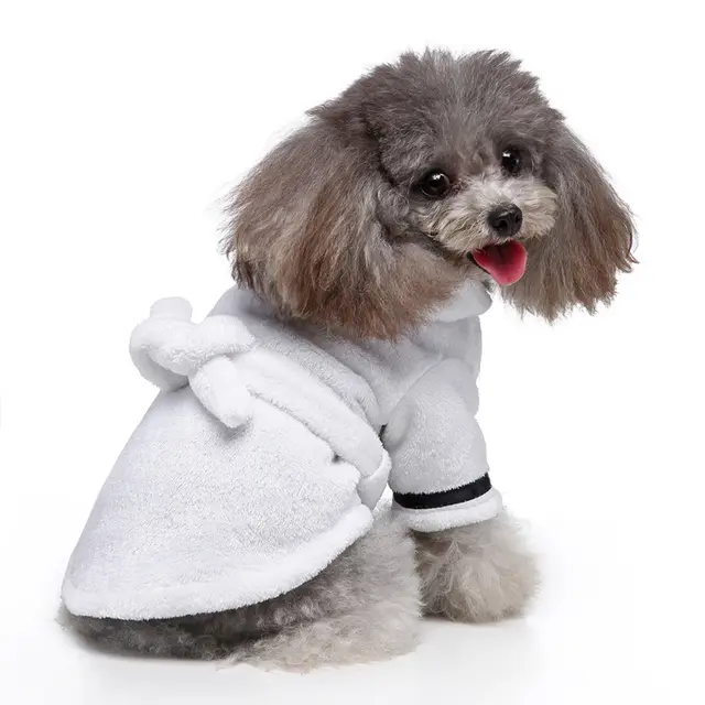 Pet Bathrobe Super Absorbent Towel Cotton White Robe Coral White - Shop at LoveMi