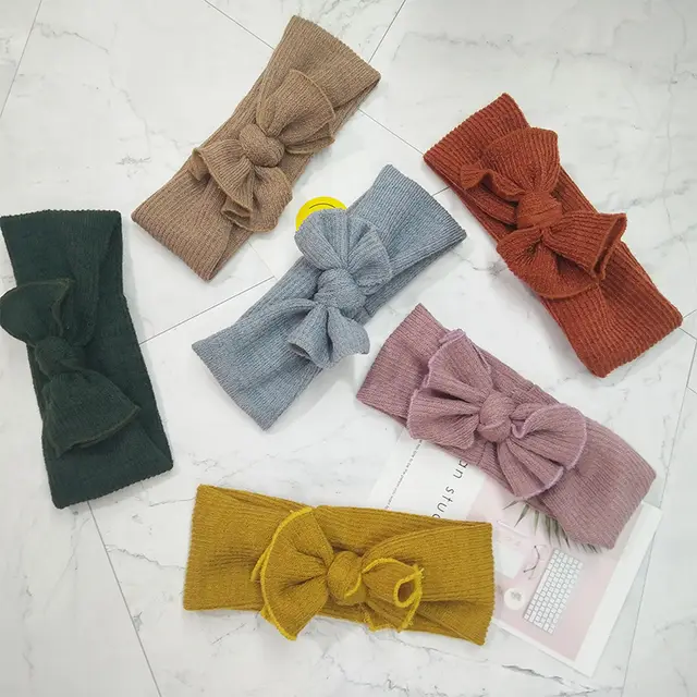 Autumn And Winter Baby Knitted Bow Headband Green - Shop at LoveMi