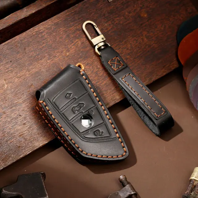High end Pure Handmade Genuine Leather Car Key Cover C040Black - Shop at LoveMi