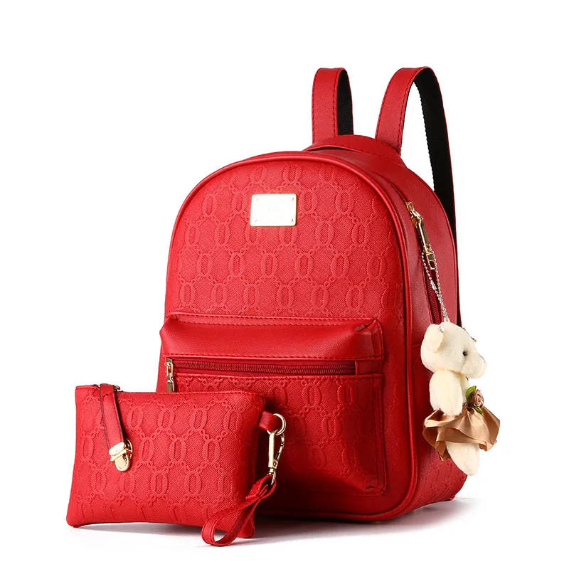 Korean Casual Shoulder College Style Solid Color Red - Shop at LoveMi