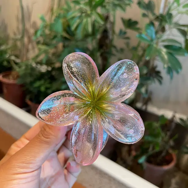 Flower Barrettes Women's Colorful Updo Gadget Hair Accessories 8Cm Onion Pink Green - Shop at LoveMi